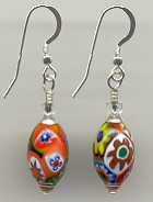 Millefiori Fine-Quality-15x10mm Oval Earrings